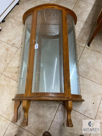 Tiger Oak Bowfront China Cabinet with Glass Shelves