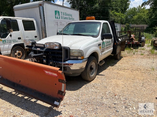 2002 Ford F-350 Pickup Truck with Snow Plow and Buyers Tailgate Salt Spreader