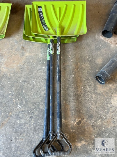 Group of Three SUNCAST Steel Core Snow Shovels