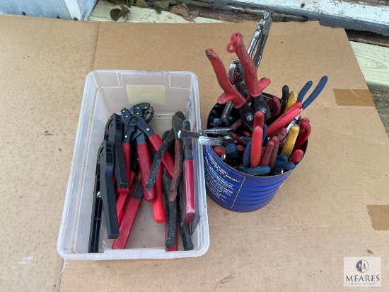 Large Lot of Metal Snips, Wire Strippers, Pliers