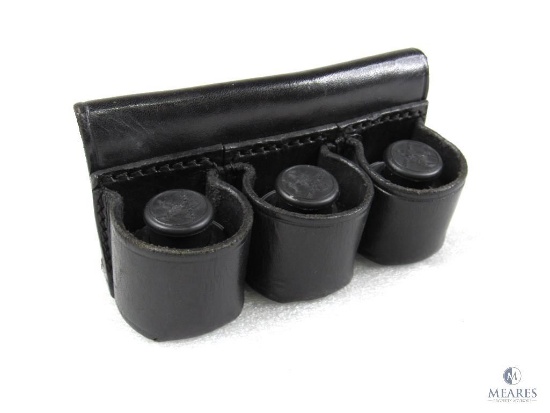 HKS Leather Speedloader Holster with Three Speedloaders.