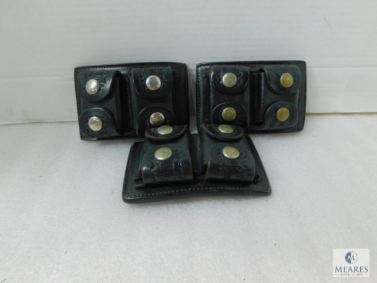 Three Black Leather Double Speedstrip Holsters