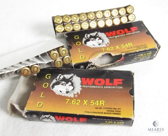 Wolf Gold 7.62x54R 150 Gr. FMJ-BT Ammo.