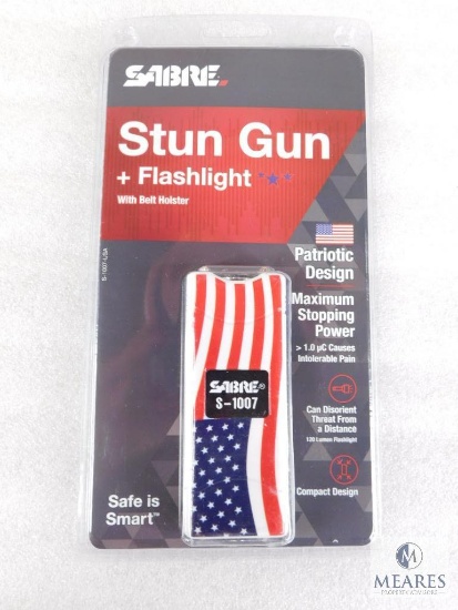 New Sabre Defense Maximum Strength Stun Gun with Built in Flashlight and Carry Case
