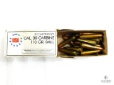 USA 30 Carbine Loaded Ammo 110 Grain Ball 22 Rounds