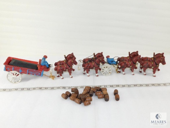 Cast Iron Budweiser Horses and Wagon
