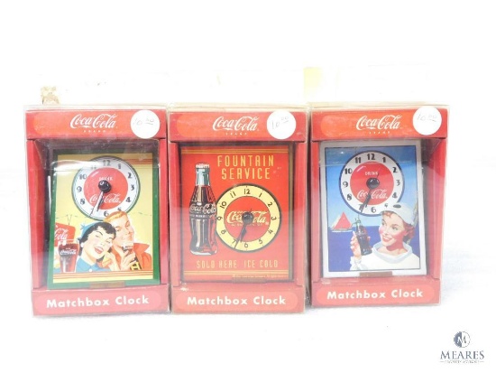 Lot of Three Coca-Cola Matchbox Clocks