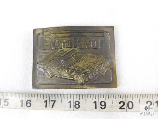 Vintage 1975 Brass Purolator Belt Buckle
