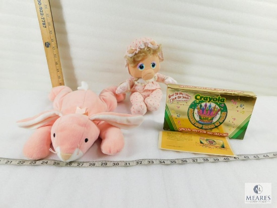 Collectors Crayola Crayons Miss Piggy Doll and TY Pink Bunny