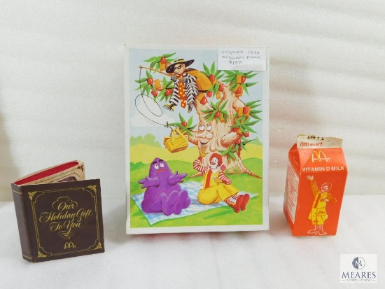 Unopened 1984 McDonalds Puzzle Milk Carton and Decorative Ornament