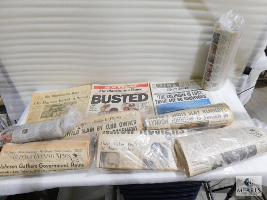 Collection of Newspapers Noting Important Historical Events including Kennedy Assassination