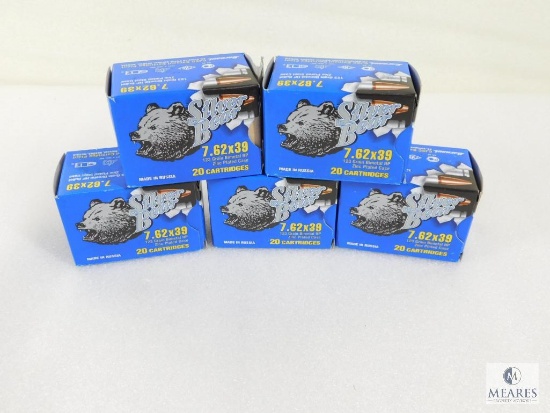 100 Rounds Silver Bear 7.62x39 123 Grain Bimetal HP Ammo