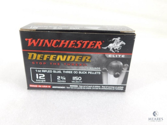 10 Rounds Winchester Defender 12 Gauge Rifled Slug 00 Buck Pellets 2-3/4" Shells