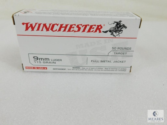 50 Rounds Winchester 9mm Luger 115 Grain FMJ Ammo