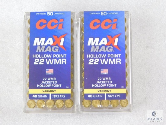 100 Rounds CCI .22 WMR Maxi-Mag Magnum 40 Grain Jacketed Hollow Point Ammo