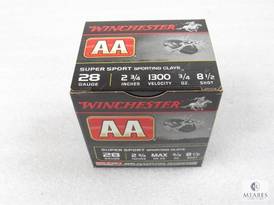 25 Rounds Winchester AA 28 Gauge 2-3/4" 8-1/2 Shot Super Sport Shells
