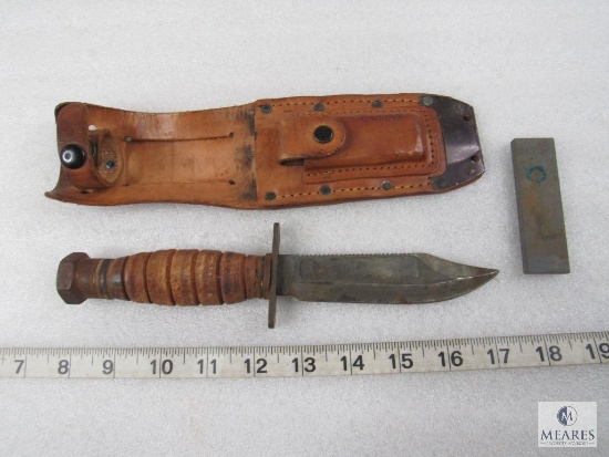 Field Fixed Blade Knife With Leather Sheath and Sharpening Block