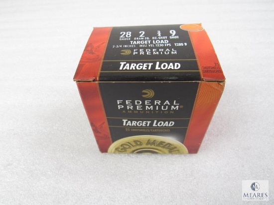 25 Rounds Federal 28 Gauge Target Load 2-3/4" 9 Shot 3/4 oz Shotshells