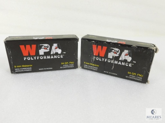 100 Rounds Wolf 9mm Makarov 94 Grain FMJ Steel Case Ammo