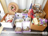 Miscellaneous Lot Dolls, Wigs, Flags and Baskets