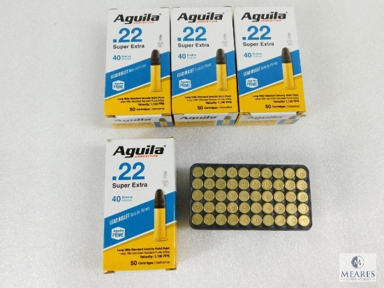 200 Rounds Aguila .22 Long Rifle Ammo. Super Extra 40 Grain Solid Point