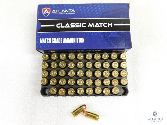 50 Rounds Atlanta Arms Match .380 ACP Ammo. 100 Grain FMJ