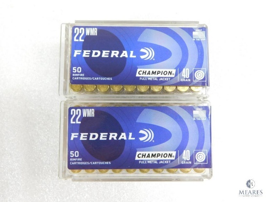 100 Rounds Federal .22 Magnum Ammo. 40 Grain FMJ