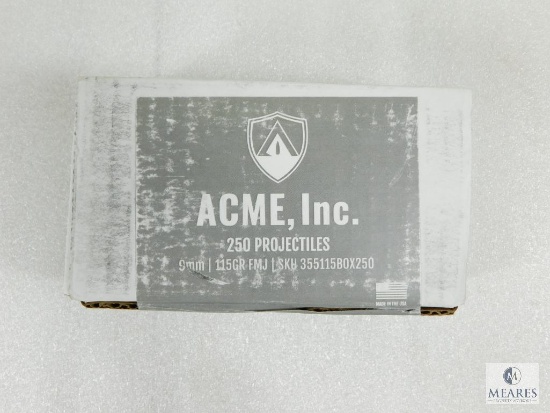 250 Count Atlanta Arms 9mm 115 Grain FMJ Bullets For Reloading