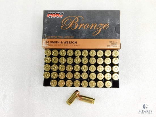 50 Rounds PMC .40 S&W Ammo. 165 Grain FMJ