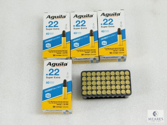 200 Rounds Aguila .22 Long Rifle Ammo. Super Extra 40 Grain Solid Point