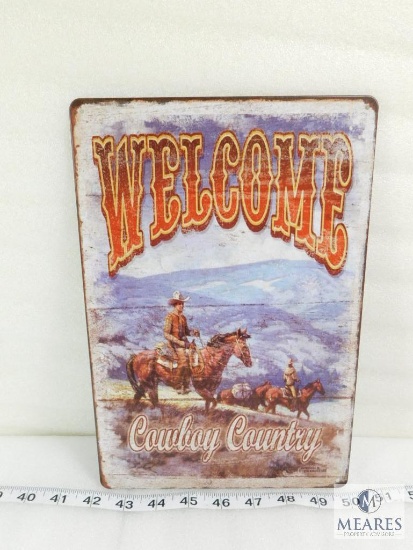 Cowboy Traditions Tin Advertising Sign
