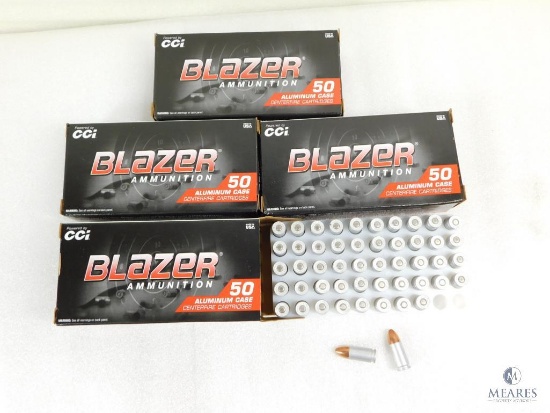200 Rounds CCI Blazer 9mm Ammo. 115 Grain FMJ