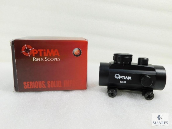 New Optima 1x30mm Red Dot Reflex Sight with Weaver Base. Adjustable Brightness