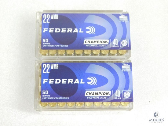 100 Rounds Federal .22 Magnum Ammo. 40 Grain FMJ