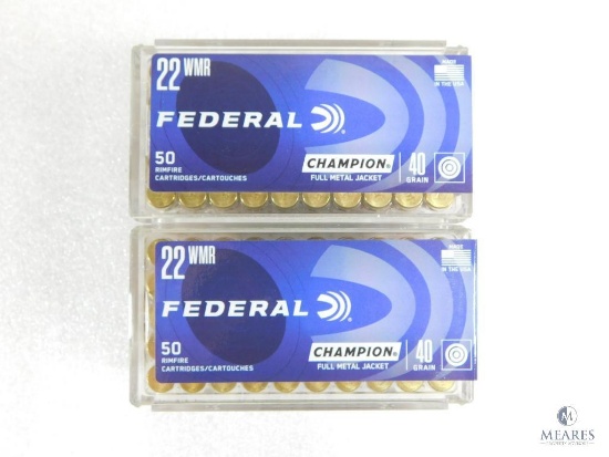 100 Rounds Federal .22 Magnum Ammo. 40 Grain FMJ