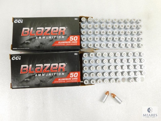 100 Rounds CCI Blazer 9mm Ammo. 115 Grain FMJ