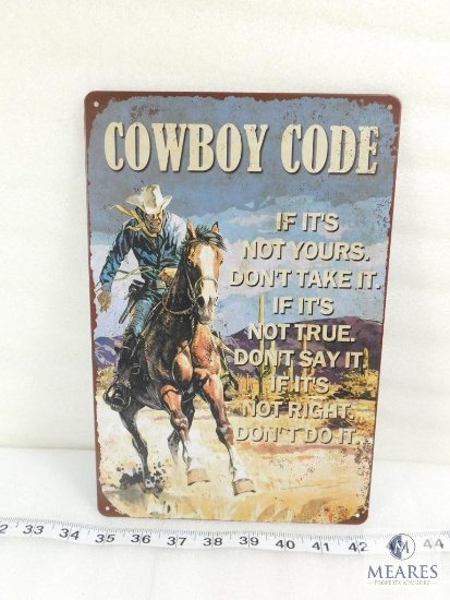 Cowboy Traditions Tin Advertising Sign
