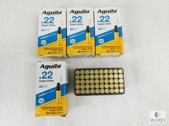 200 Rounds Aguila .22 Long Rifle Ammo. Super Extra 40 Grain Solid Point