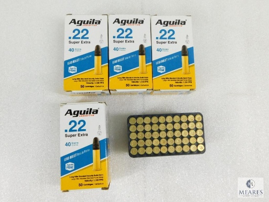 200 Rounds Aguila .22 Long Rifle Ammo. Super Extra 40 Grain Solid Point