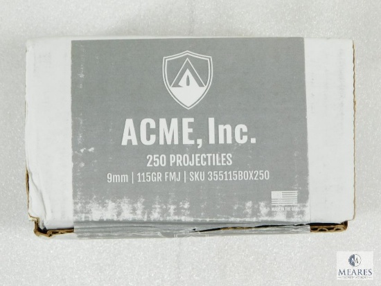 250 Count Atlanta Arms 9mm 115 Grain FMJ Bullets For Reloading