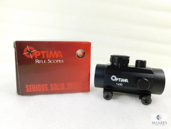 New Optima 1x30mm Red Dot Reflex Sight with Weaver Base. Adjustable Brightness