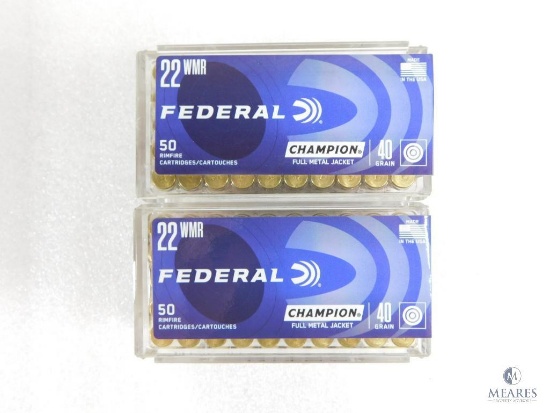 100 Rounds Federal .22 Magnum Ammo. 40 Grain FMJ