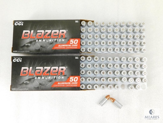 100 Rounds CCI Blazer 9mm Ammo. 115 Grain FMJ