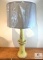 Antique Gold Glazed Ceramic Base Table Lamp with Tan Drum Shade 33