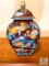 Amita Square Temple Jar Red with Floral and Fruit Design