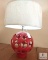 Lawrence McRae Oslo Coral Medium Ceramic Lamp with Ivory Drum Shade