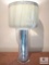 Crackled Mirror Glass Column Base Table Lamp with Ivory Drum Shade 28