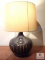 Mahogany and Gold Glaze Gourd Ceramic Table Lamp with Cream Drum Shade 23