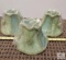 Set of Three Light Green Scalloped Bell Clip-On Lampshades with Lots of Detail