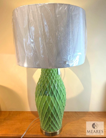 Arbor Lime Green Lattice Ceramic Base Table Lamp 31"
